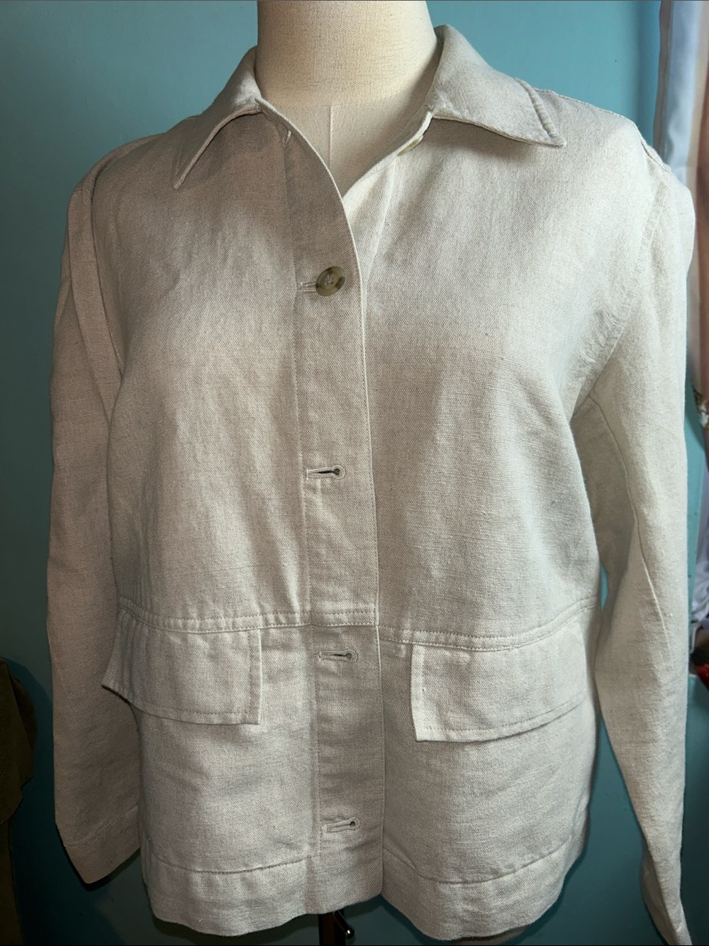 Talbots Cream Utility Jacket with Flap Pockets